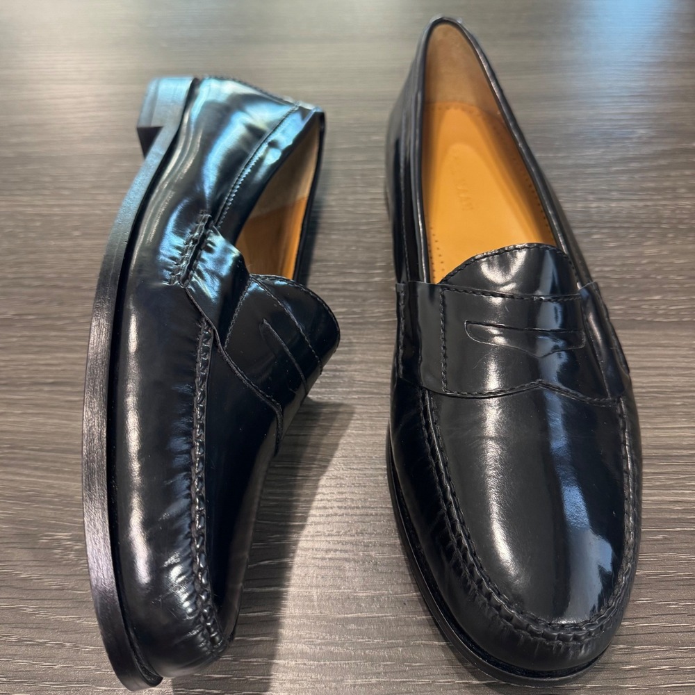Cole Haan Men 12 D Black Leather Pinch Penny Loafers Dress Shoes Classic C05503